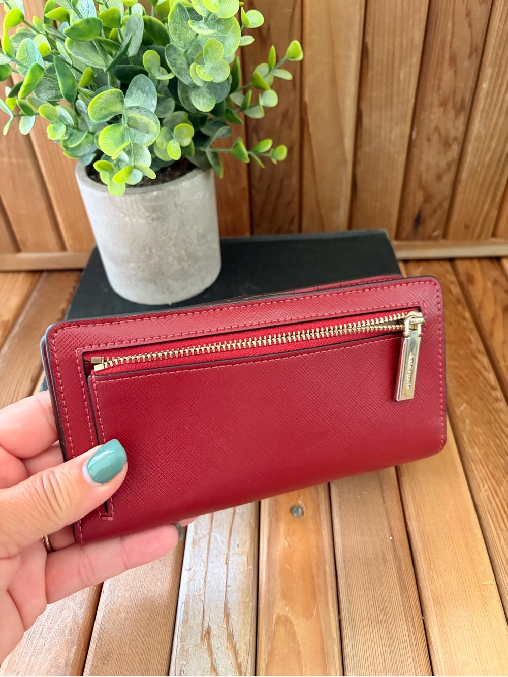 Kate Spade in Red Saffiano Leather Bifold Wallet - Picture 5 of 11